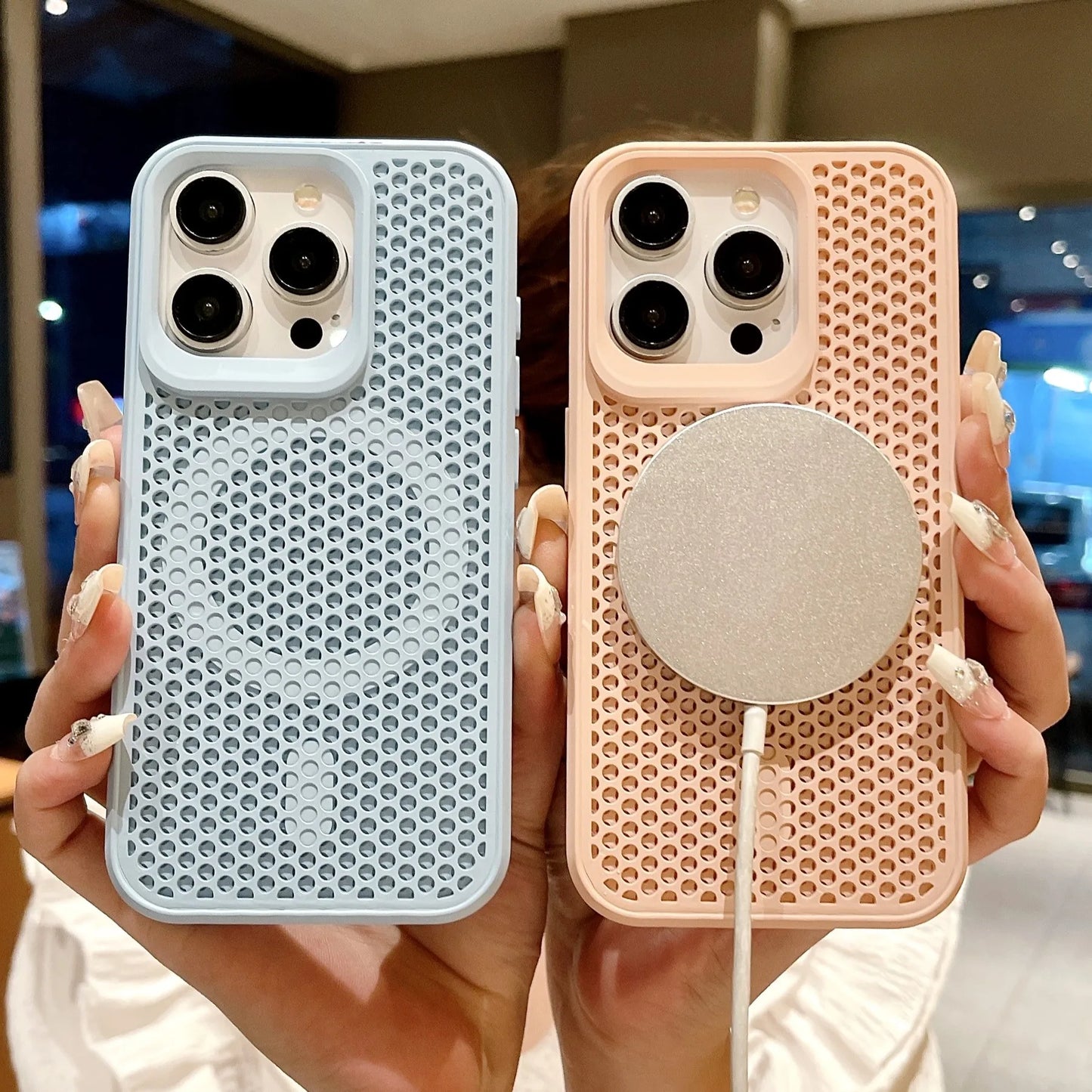 Magnetic Magsafe Cooling Breathable Shell Case Iphone 16 15 14 13 12 Pro Max Plus Shockproof Heat