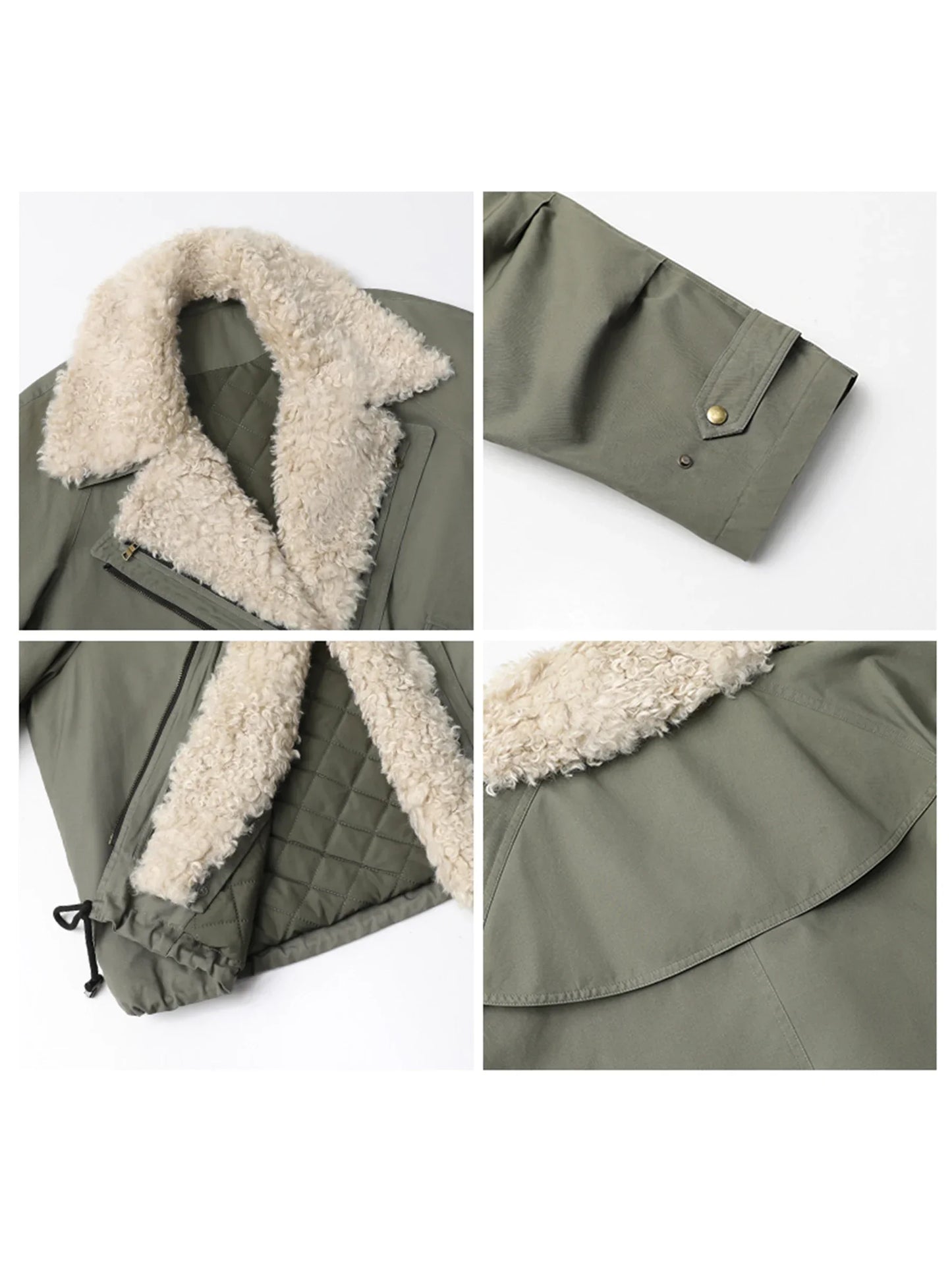 Women's Retro Sherpa-Lined Cotton Motorcycle Jacket – Loose Warm Streetwear Coat