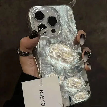 Five Golden Lotus Pattern Phone Case Iphone 11 13 14 15 16 Pro Max 7 8 Plus X Xs Xr 16e Feather