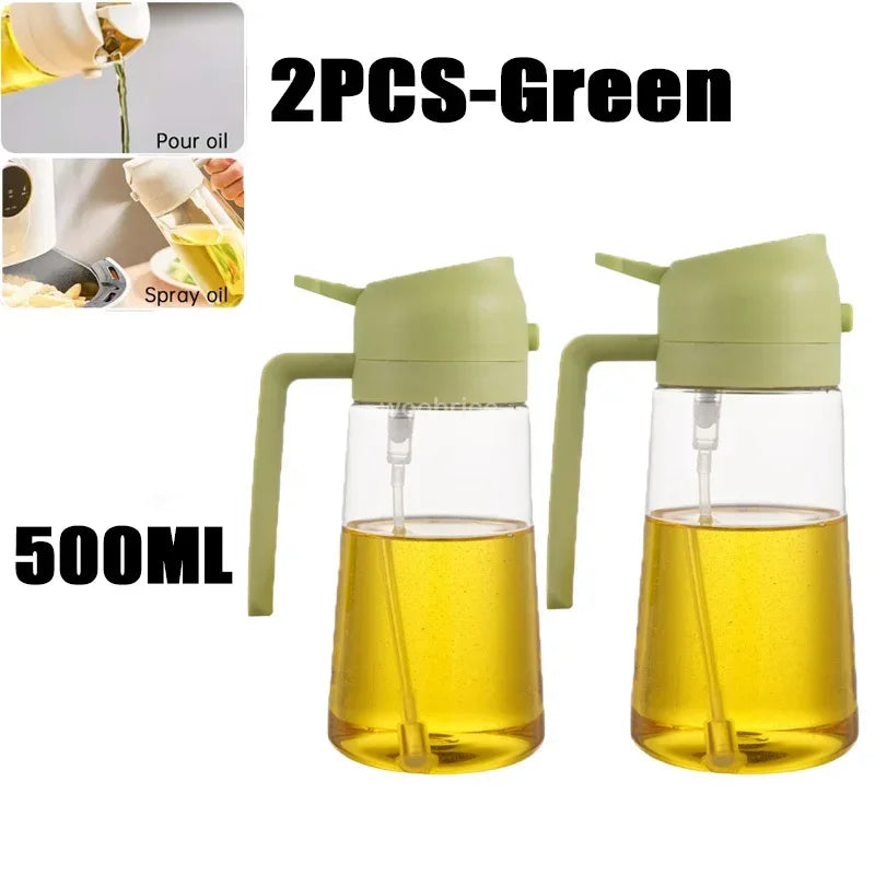 2-in-1 Oil Spray & Pour Bottle with Auto Lid – 500ml