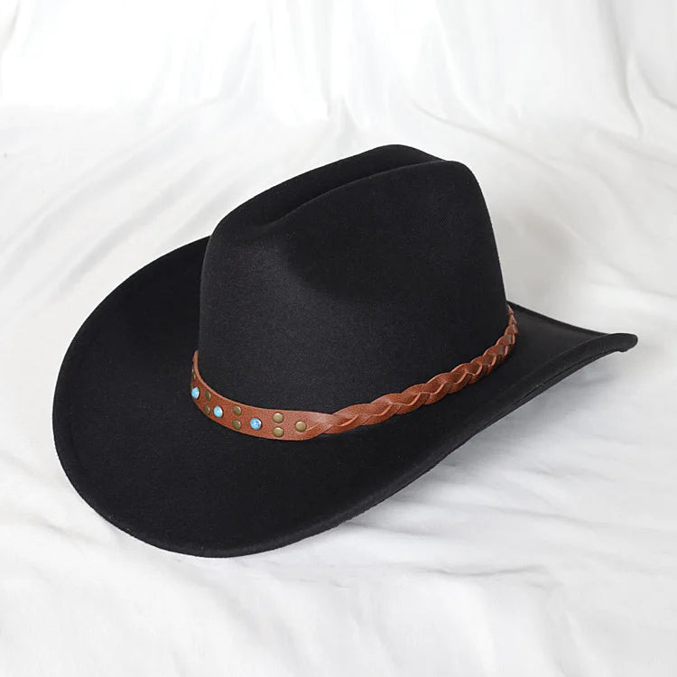 Wide Brim Cowboy Hat – Vintage Western Felt Hat for Men & Women