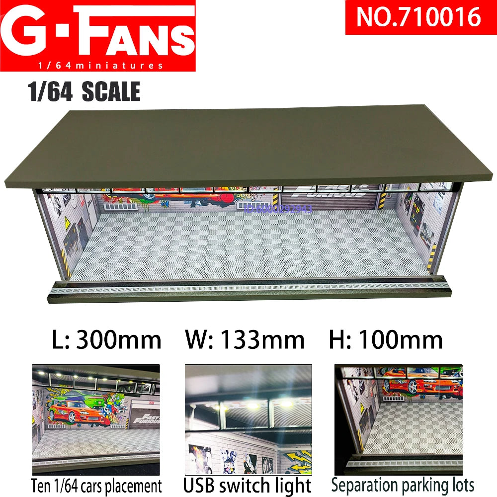 G-Fans 1/64 Scale Parking Lot Diorama Scene with LED Light