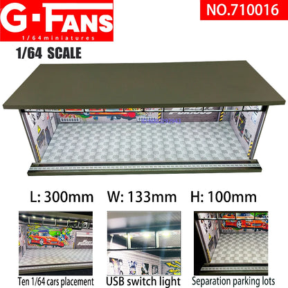 G-Fans 1/64 Scale Parking Lot Diorama Scene with LED Light