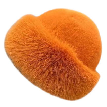 Fluffy Faux Fur Beret – Women's Winter Plush Bucket Hat
