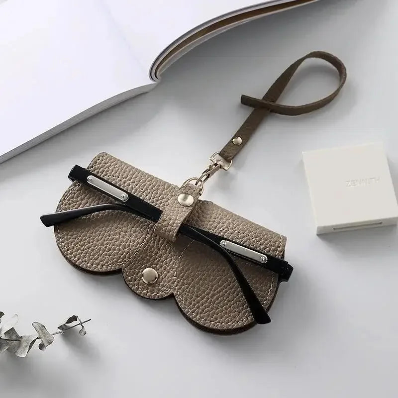 Litchi PU Leather Hanging Glasses Case – Portable Eyewear Holder