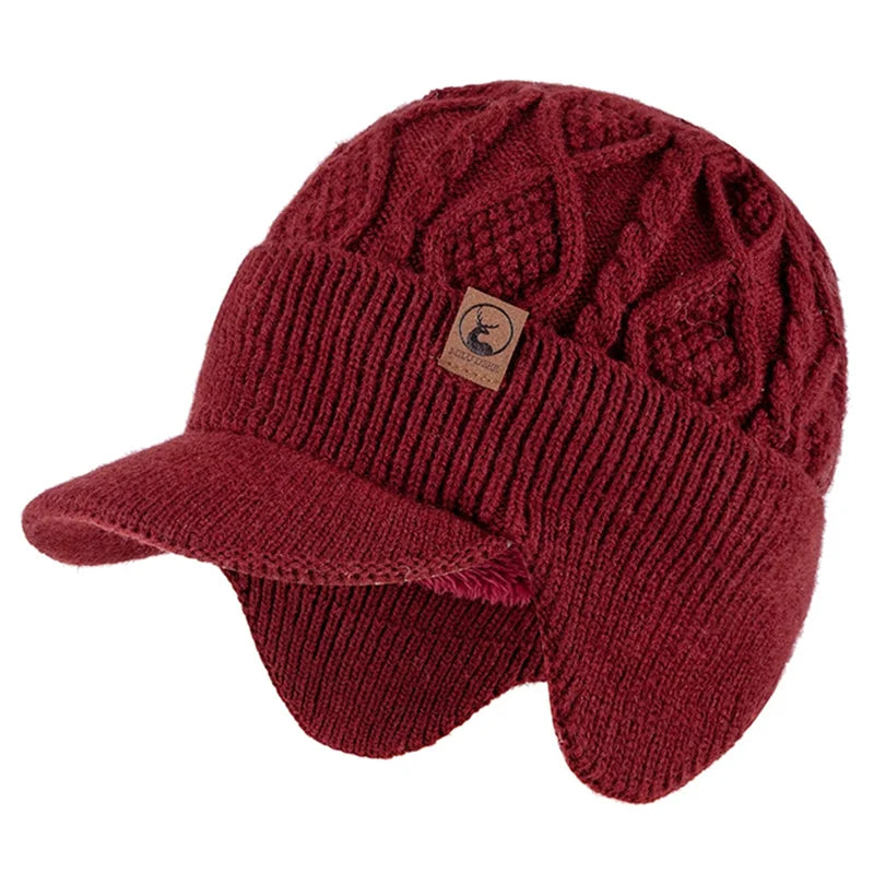 Winter Knit Earflap Beanie Cap – Fur Lined Warm Ski Hat