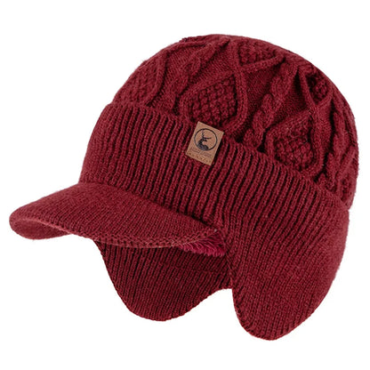 Winter Knit Earflap Beanie Cap – Fur Lined Warm Ski Hat