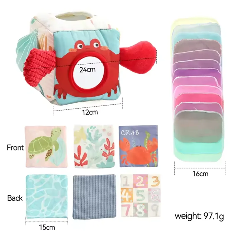 Montessori Baby Busy Box with Sensory Scarves & Cloth Toys