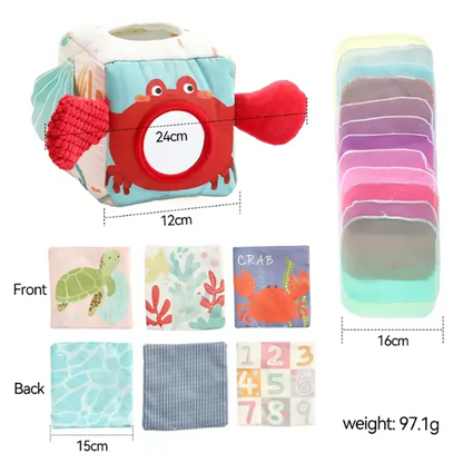 Montessori Baby Busy Box with Sensory Scarves & Cloth Toys