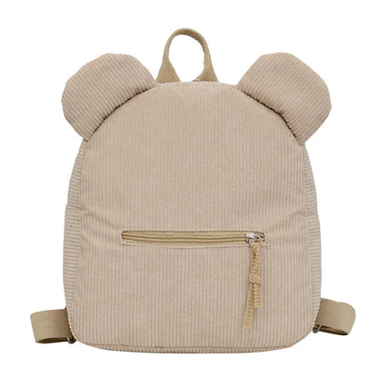 Cute Bear Ear Fleece Backpack for Kids – Girls School Bag