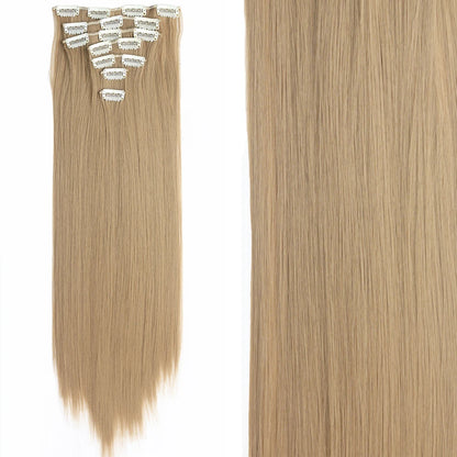 Clip-In Hair Extensions 7pcs 16 Clips Wavy Synthetic 24 Inch