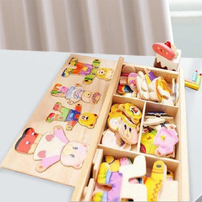Wooden Bear Dress-Up Puzzle Toy for Kids