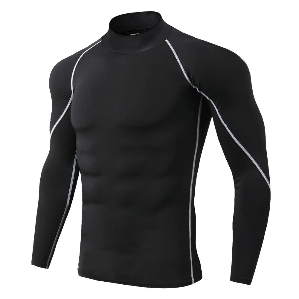 Men's Compression Shirt Long Sleeve Quick-Dry Gym Running Workout Top