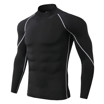 Men's Compression Shirt Long Sleeve Quick-Dry Gym Running Workout Top
