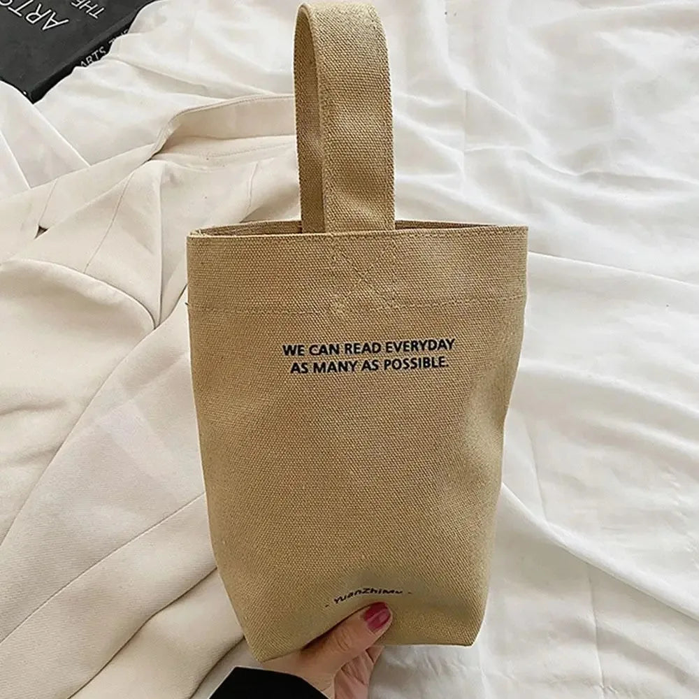 Canvas Tote Bag with Letter Print – Large Capacity Shoulder & Crossbody Handbag