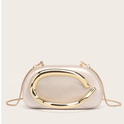 Luxury Evening Clutch Bag – Gold Metal Handle Wedding & Party Purse