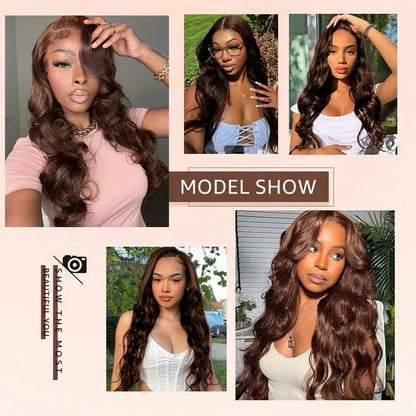 Chocolate Brown Body Wave Lace Front Wig – 13x4 HD Human Hair