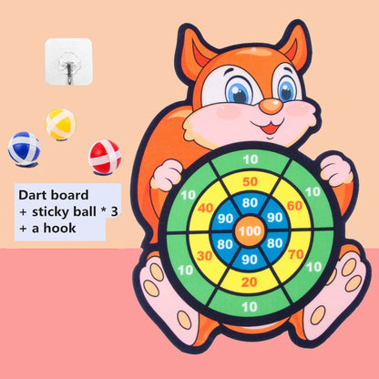 Kids Cartoon Animal Dart Board with Sticky Balls – Safe Indoor Toy