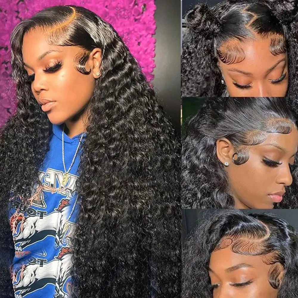Deep Wave Lace Front Wig – 250% Density Brazilian Human Hair 16–42 Inch