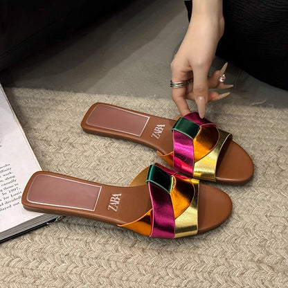 Summer Designer Women S Solid Color Slippers Zapatos De Mujer Shoes