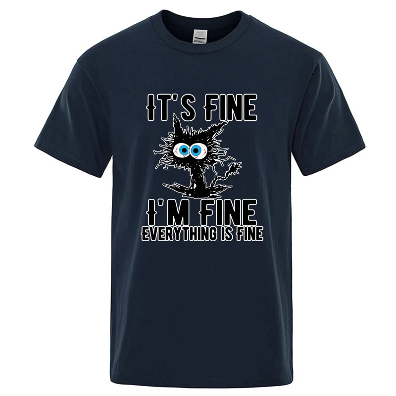 Funny Cool Cat Graphic T Shirt Casual Short Sleeve Tee