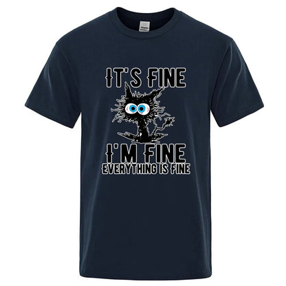 Funny Cool Cat Graphic T Shirt Casual Short Sleeve Tee