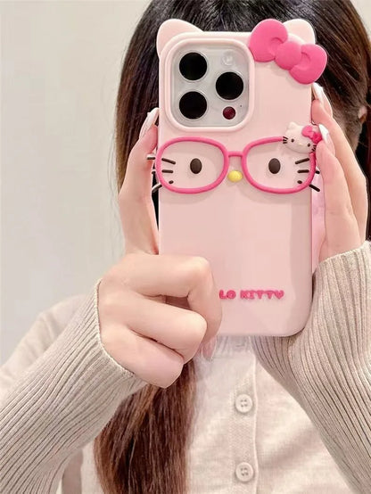 3d Glasses Cat Silicone Phone Case Iphone 17 Pro Max 16 15 Plus 14 13 Mini 12 11 4 4s 5 5s 7 8 Se