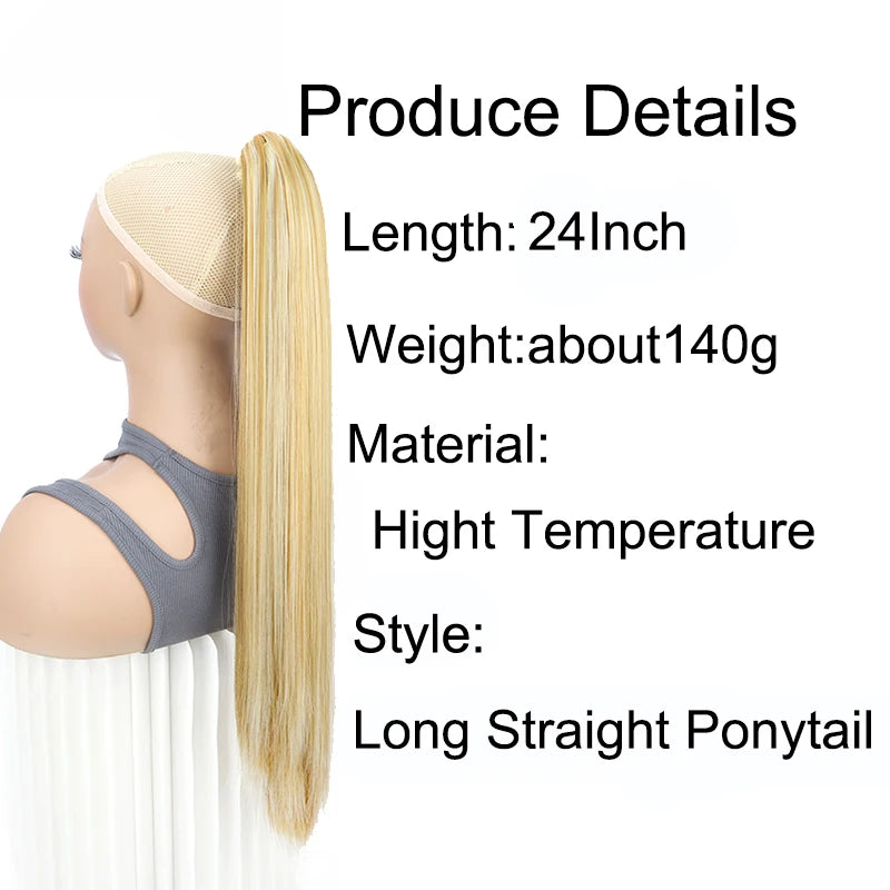 Claw Clip Ponytail Hair Extensions – 24 Inch Straight Synthetic