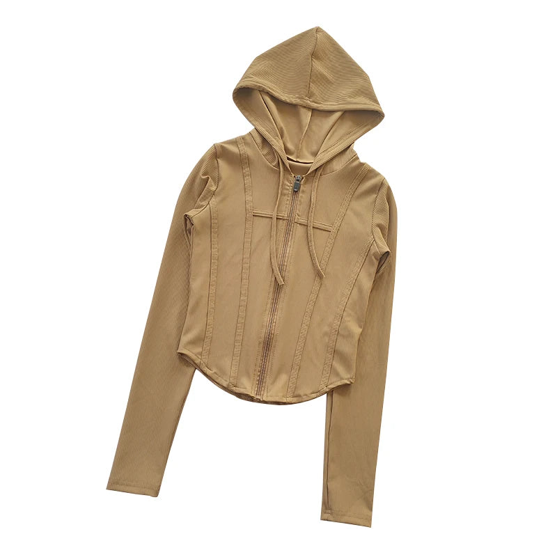 Women's Zip-Up Hoodie Jacket – Slim Fit Quick-Dry Sports Running Top