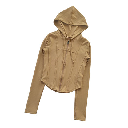 Women's Zip-Up Hoodie Jacket – Slim Fit Quick-Dry Sports Running Top