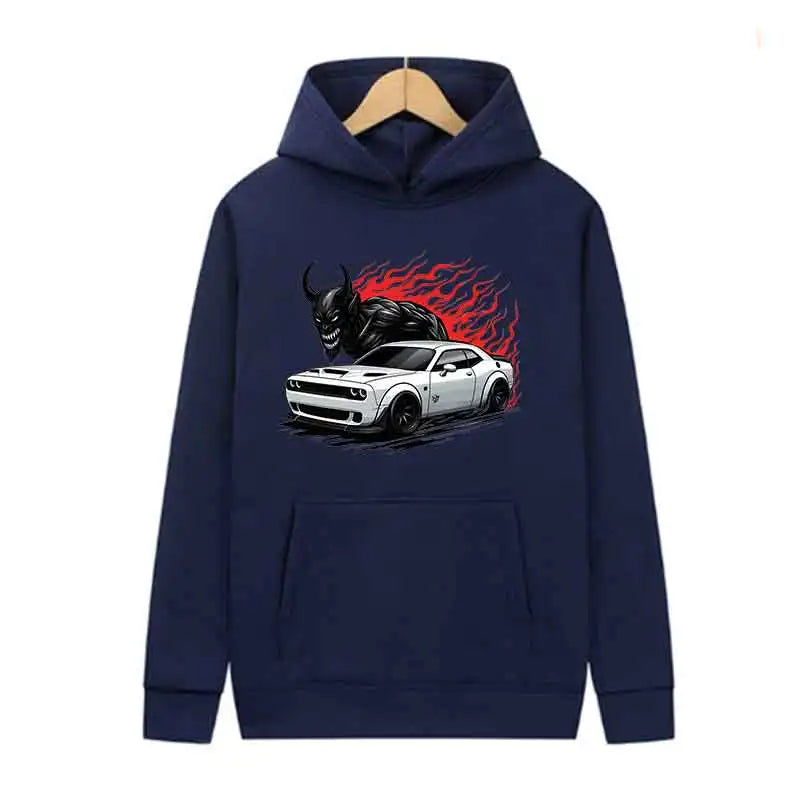 Muscle Supercar Graphic Hoodie Unisex Fleece Streetwear Pullover