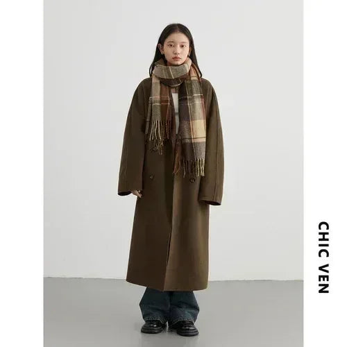 Women's Long Double-Sided Wool Coat – Retro Loose Overcoat