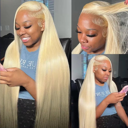 613 Blonde Straight Human Hair Wig – 13x6 & 13x7 HD Lace Front, 150%–200% Density