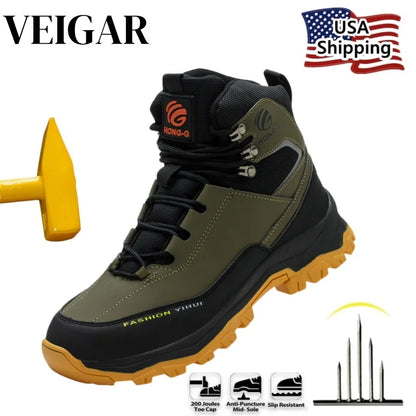 Steel Toe Work Boots – Men's High-Top Anti-Puncture Safety Shoes