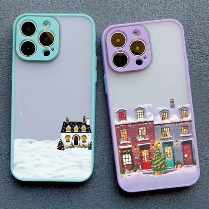 Rural Building Snow Scenery Phone Case Iphone 16 15 Pro Max Plus 14 13 12 Mini 11 Xs X Xr 7 8