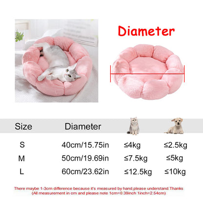 Round Plush Pet Bed – Super Soft Donut Bed for Dogs & Cats