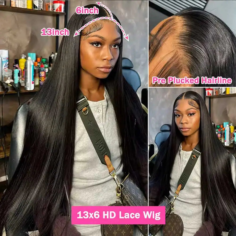 HD Lace Front Straight Human Hair Wig – 13x4 13x6 5x5 Glueless, 16–42 Inch