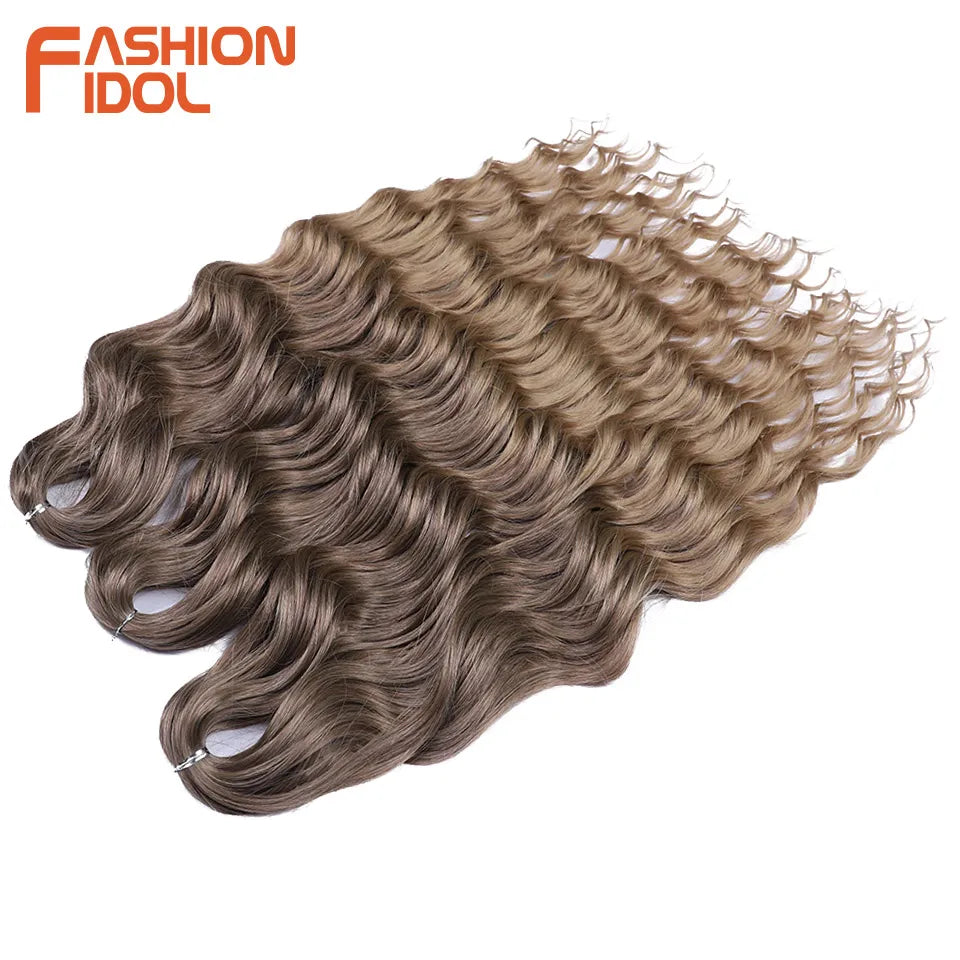 Anna 24 Inch Synthetic Hair Water Wave Braiding Extensions Ombre Blonde Deep Afro Curl Twist Crochet