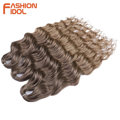 Anna 24 Inch Synthetic Hair Water Wave Braiding Extensions Ombre Blonde Deep Afro Curl Twist Crochet