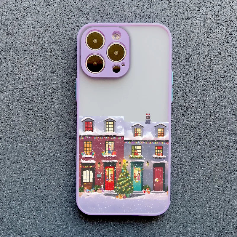 Rural Building Snow Scenery Phone Case Iphone 16 15 Pro Max Plus 14 13 12 Mini 11 Xs X Xr 7 8