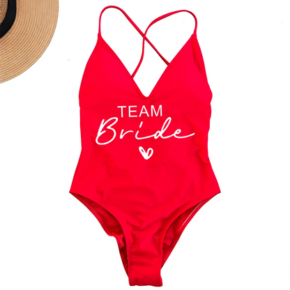 Team Bride One-Piece Swimsuit – Padded Bachelorette Bathing Suit
