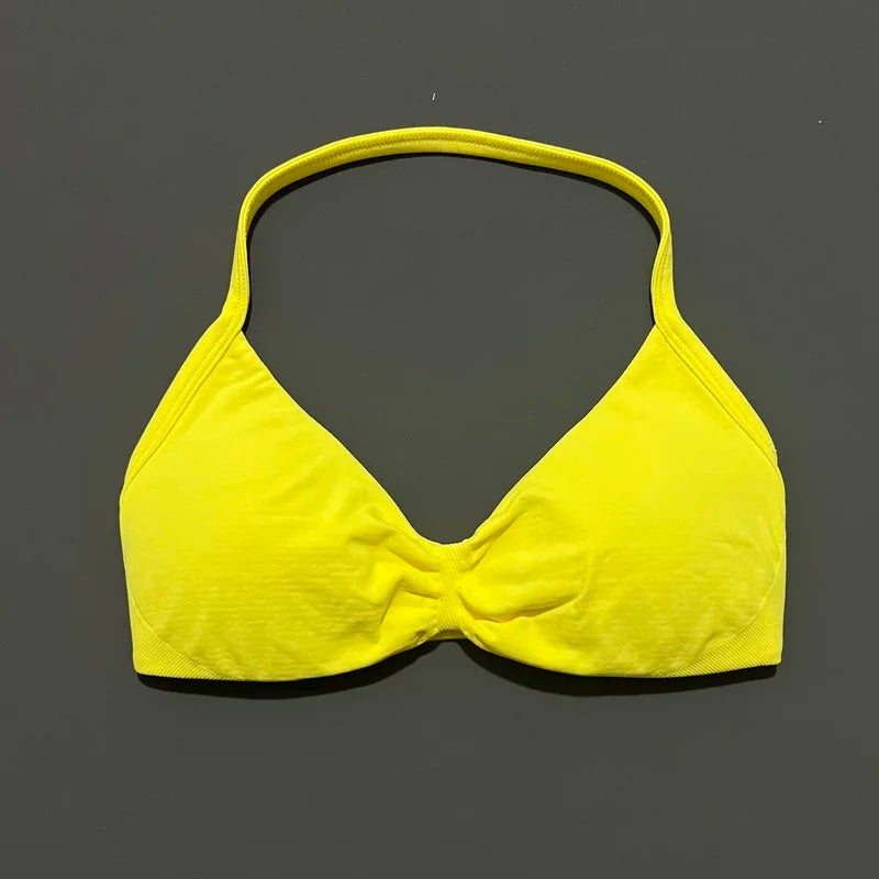 Women's Strappy Sports Bra – Padded Push-Up Gym Top