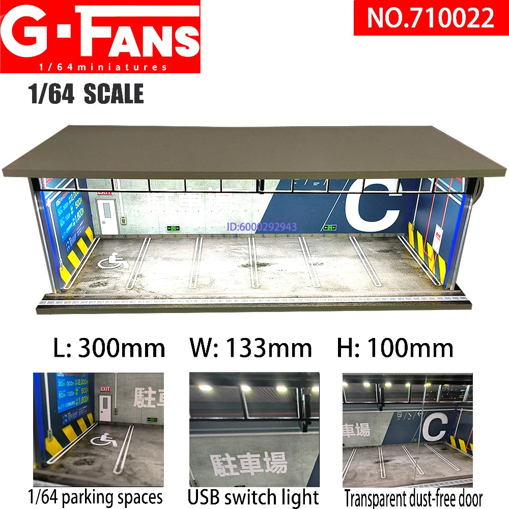 G-Fans 1/64 Scale Parking Lot Diorama Scene with LED Light