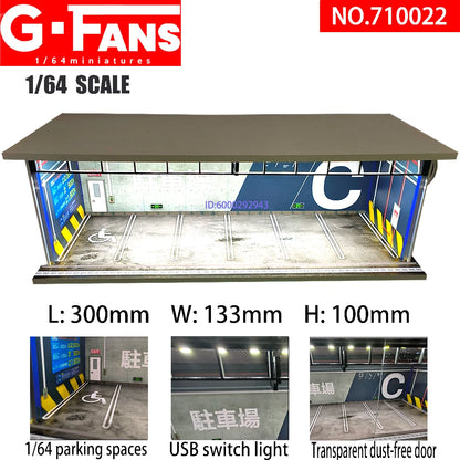 G-Fans 1/64 Scale Parking Lot Diorama Scene with LED Light