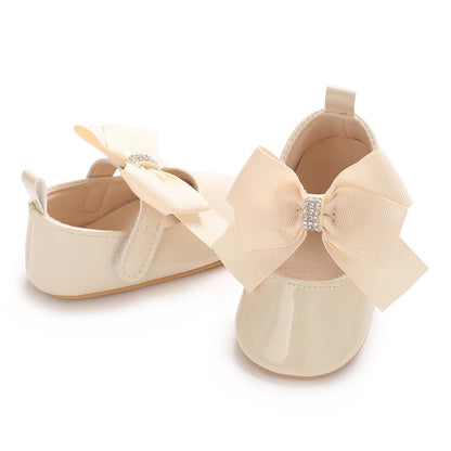 Baby Girl Bow Shoes – Soft Sole Princess Flats