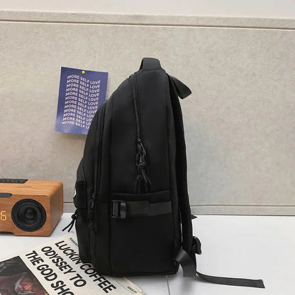 Large Capacity Student Backpack – Solid Color Travel School Bag