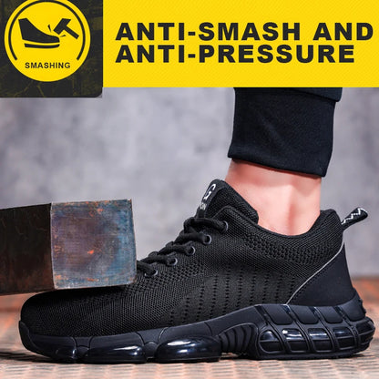Steel Toe Safety Shoes Breathable Non-Slip Work Sneakers for Men and Women