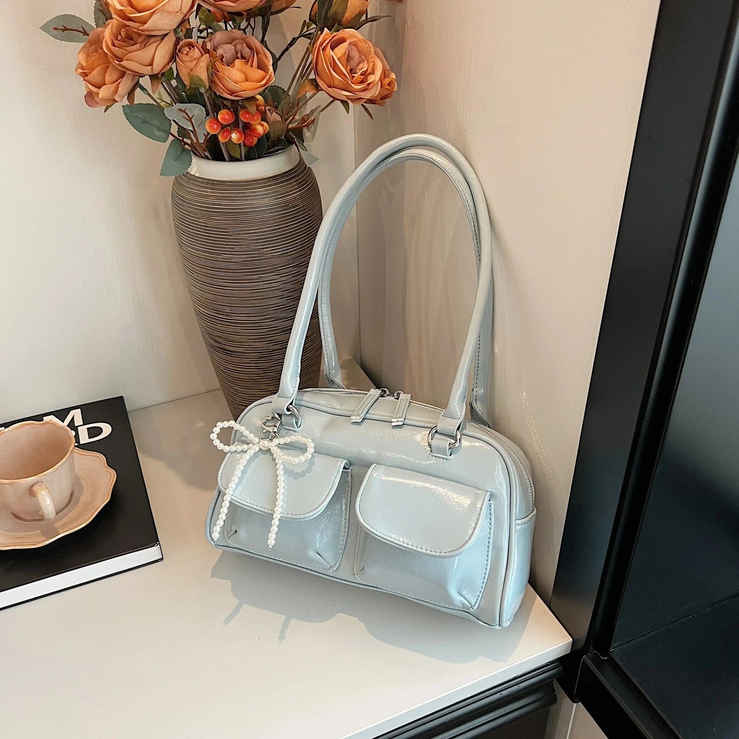Korean Pearl Bow Shoulder Bag – Women's Pillow Handbag