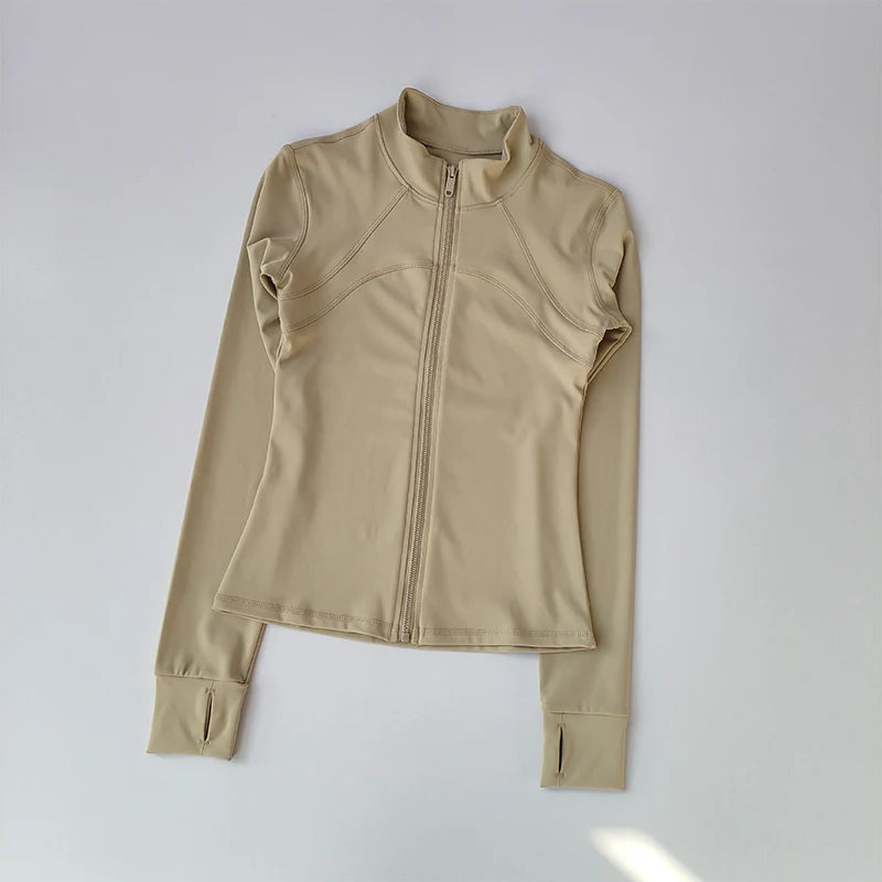 Full-Zip Athletic Jacket – Women's Slim Fit Stand Collar Sports Top