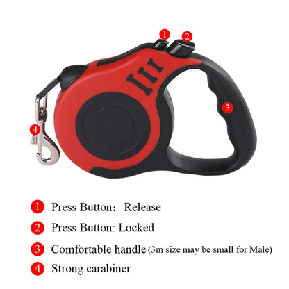 Retractable Dog Leash – Durable Nylon Lead for Dogs & Cats